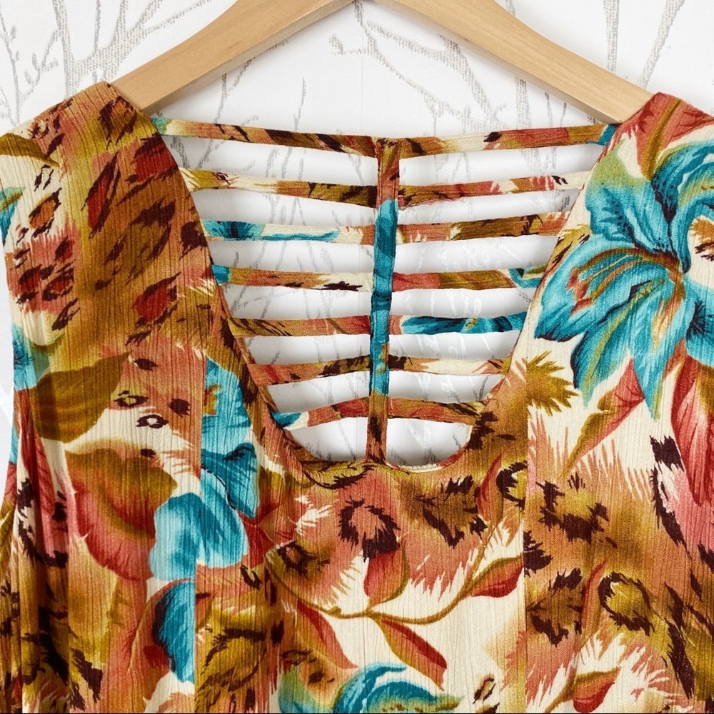 VINTAGE Dress Barn Tropical Print Shirt Midi Dress - Picture 5 of 11